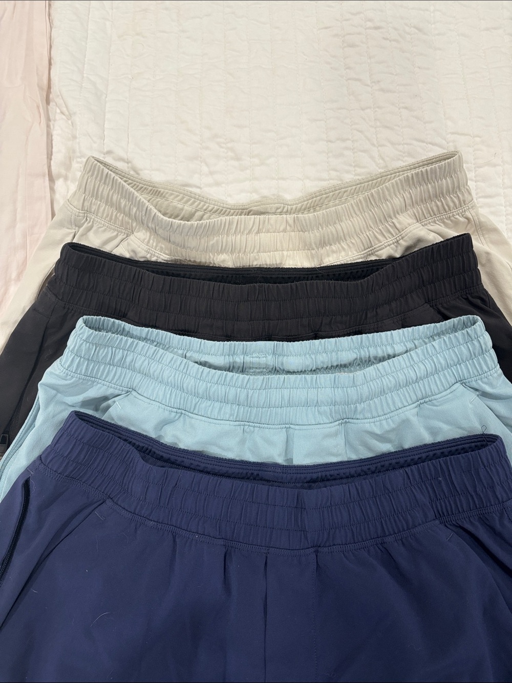 Set of Lululemon Men Performance Shorts - Navy, Light Blue, Black, Cream
